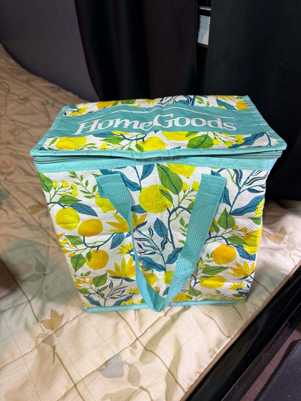 HomeGoods Lemon Print Insulated Cooler Tote Bag